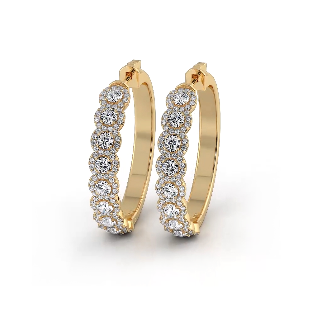 3.50 ctw. Halo Round Diamond Hoop Earrings-VIRABYANI