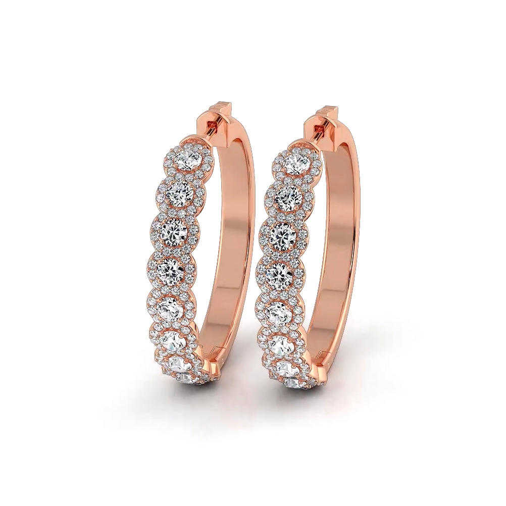 3.50 ctw. Halo Round Diamond Hoop Earrings-VIRABYANI