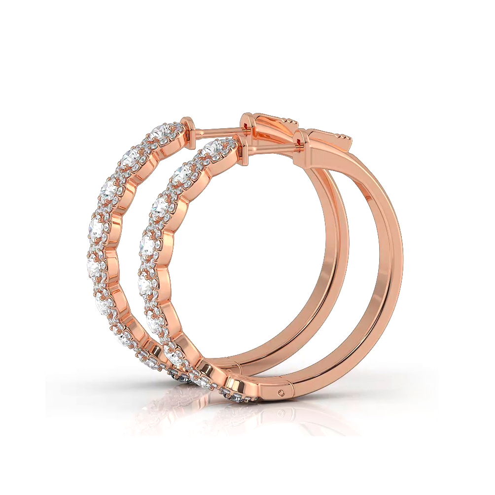 3.50 ctw. Halo Round Diamond Hoop Earrings-VIRABYANI
