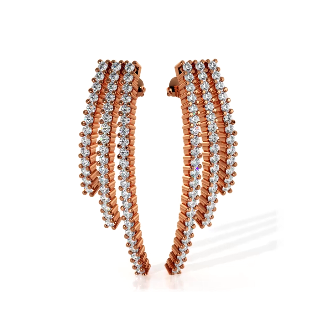 1.98 ctw. Triple Strand Diamond Drop Earrings-VIRABYANI