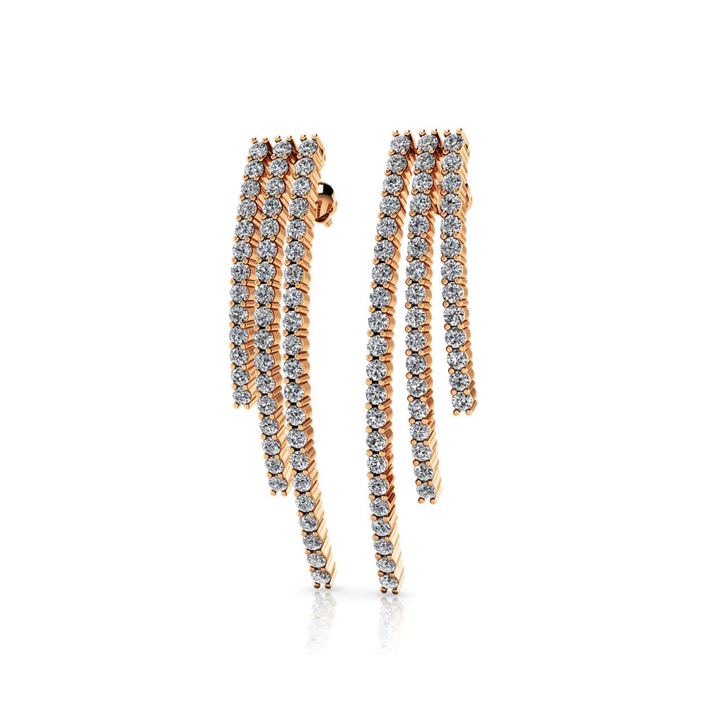 1.98 ctw. Triple Strand Diamond Drop Earrings-VIRABYANI