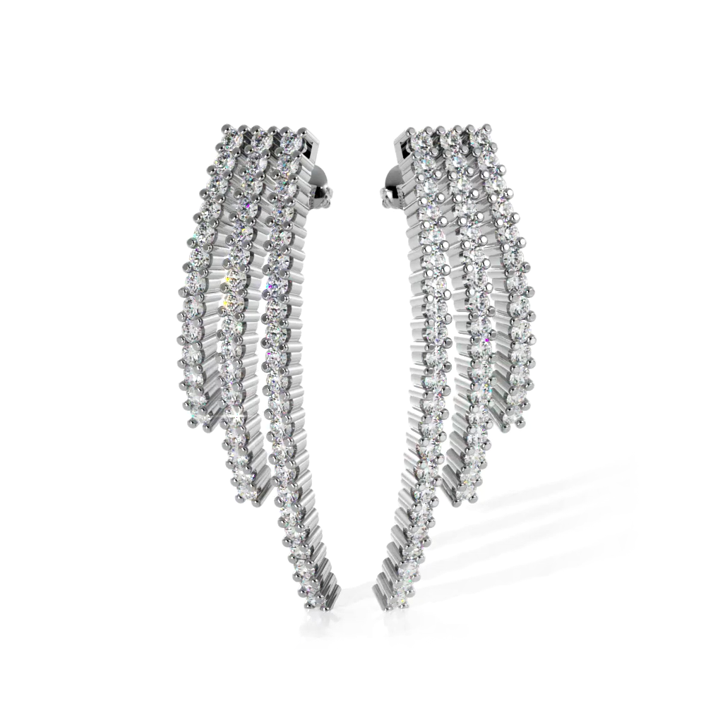 1.98 ctw. Triple Strand Diamond Drop Earrings-VIRABYANI