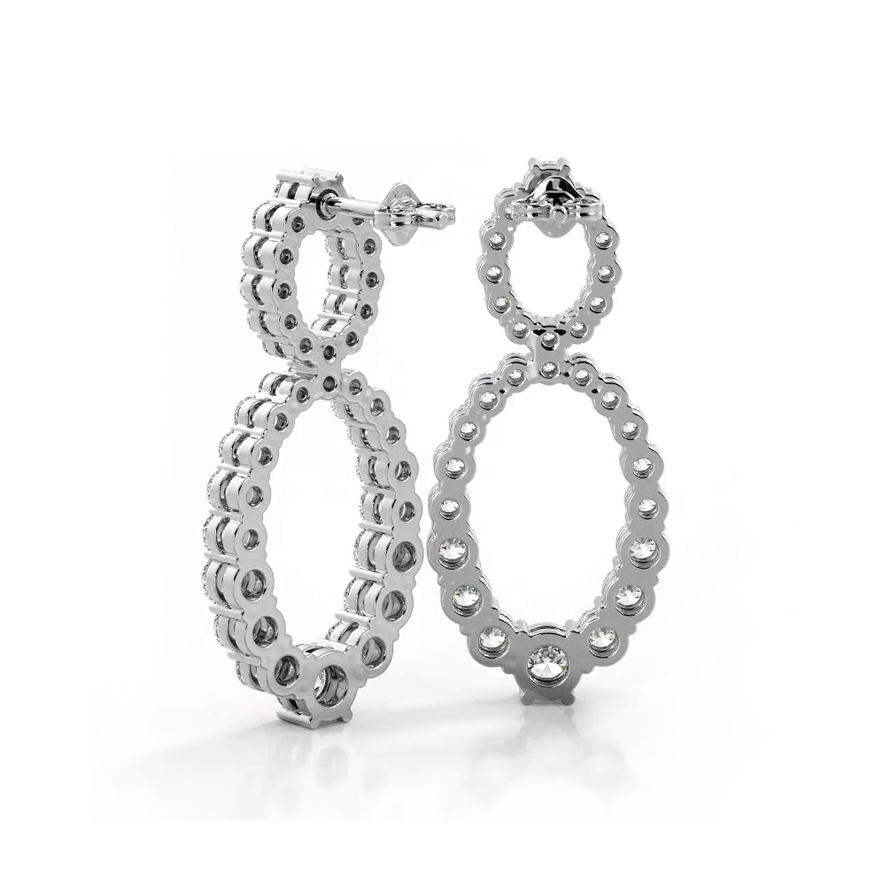 1.38 ctw. Round Diamond Oval Shape Drop Earrings-VIRABYANI