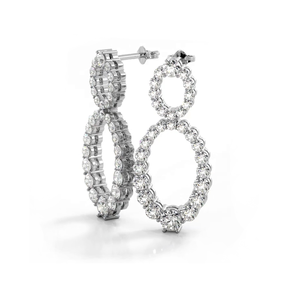 1.38 ctw. Round Diamond Oval Shape Drop Earrings-VIRABYANI