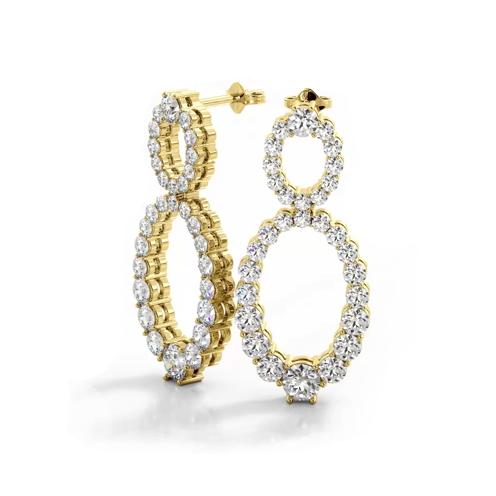 1.38 ctw. Round Diamond Oval Shape Drop Earrings-VIRABYANI