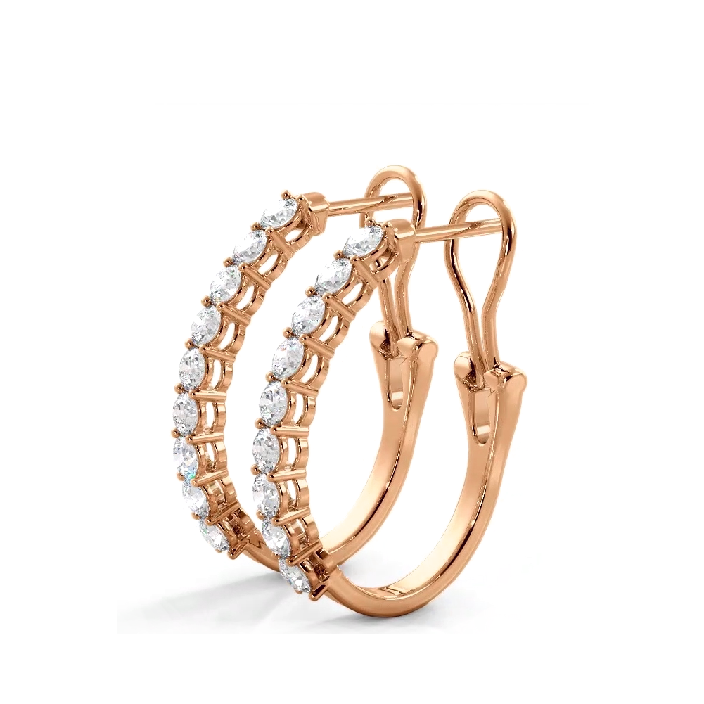 1.0 ct. Round Diamond Hoop Earrings With Omega Backing-VIRABYANI