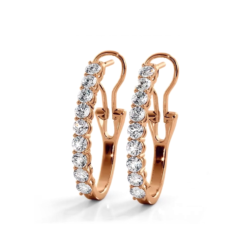 1.0 ct. Round Diamond Hoop Earrings With Omega Backing-VIRABYANI