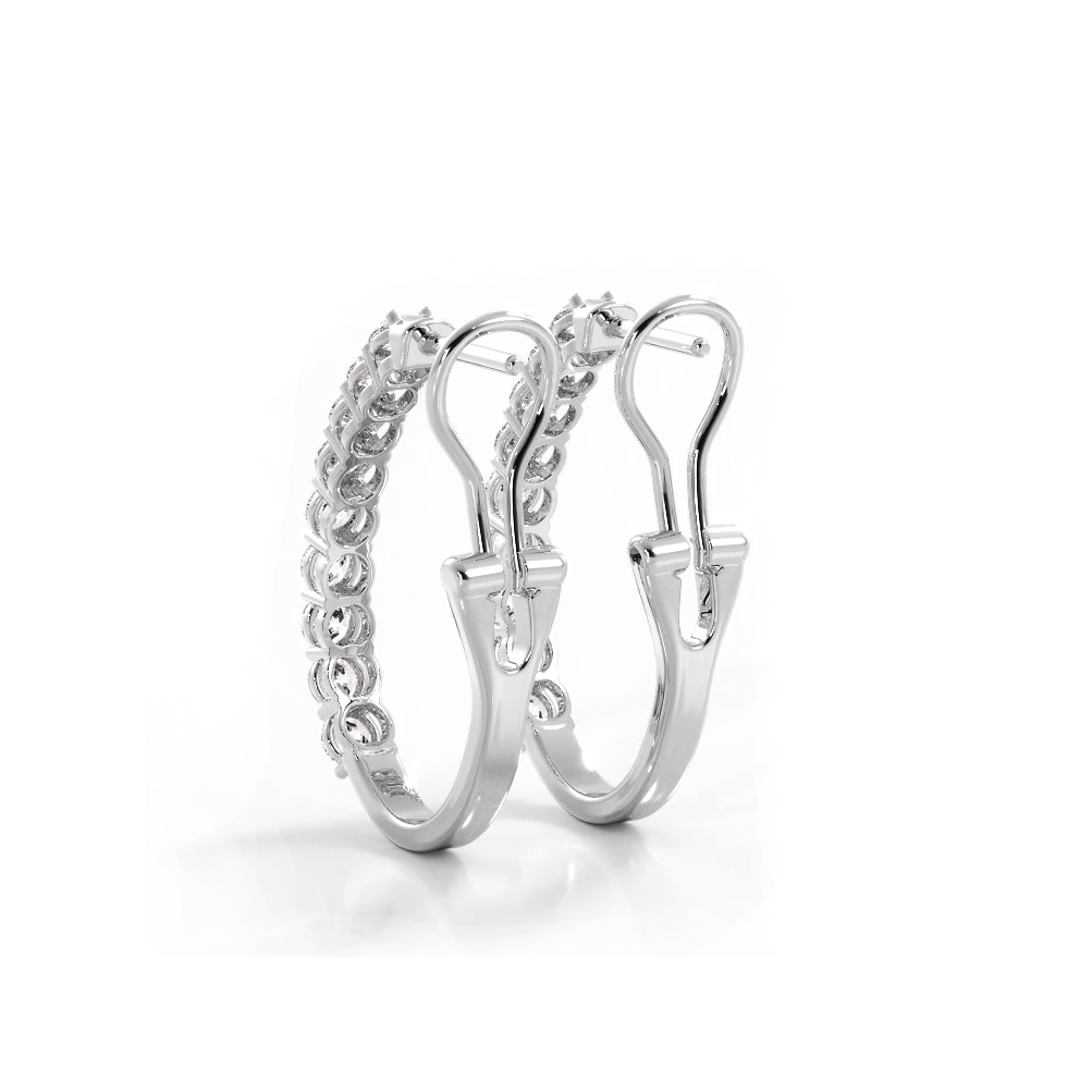 1.0 ct. Round Diamond Hoop Earrings With Omega Backing-VIRABYANI