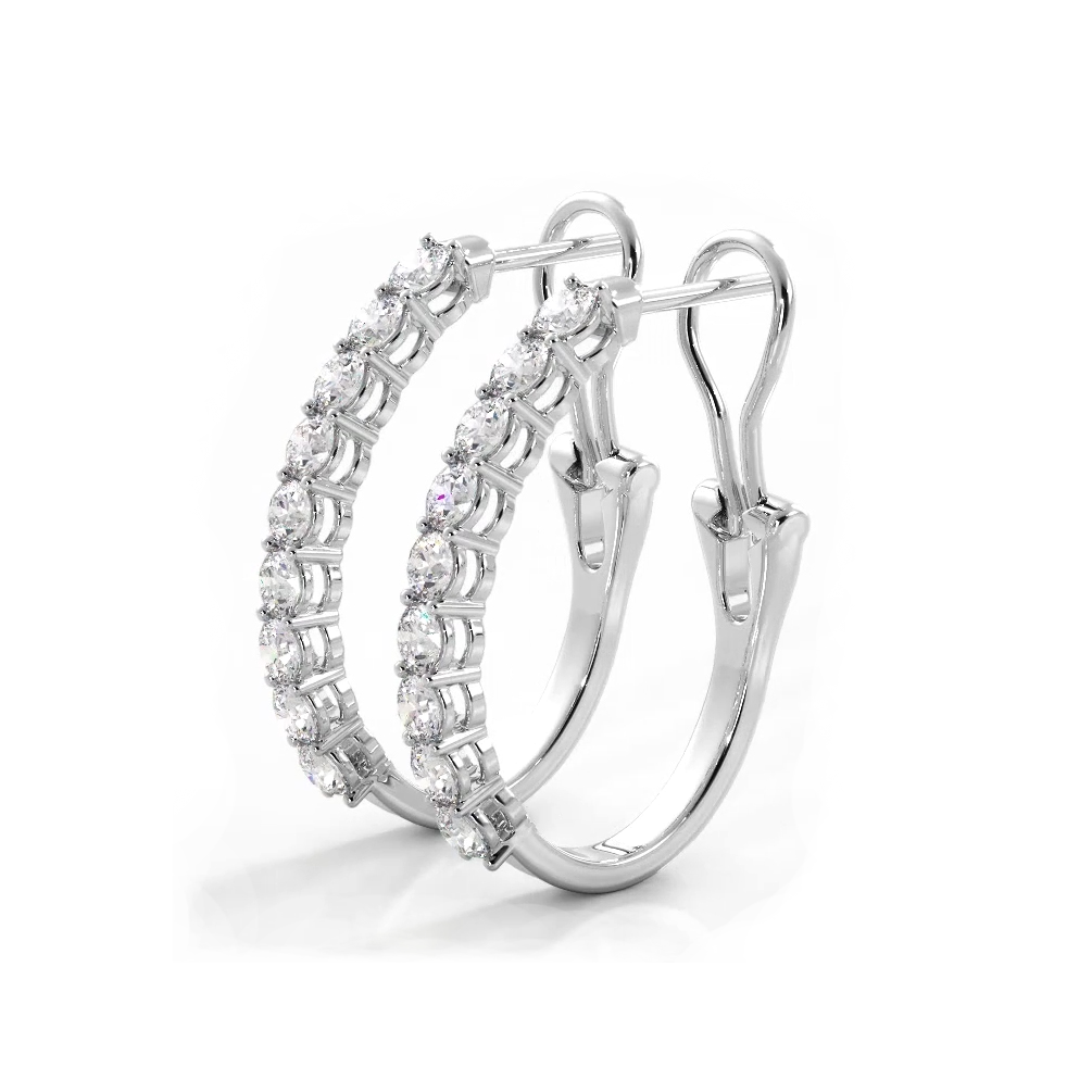 1.0 ct. Round Diamond Hoop Earrings With Omega Backing-VIRABYANI