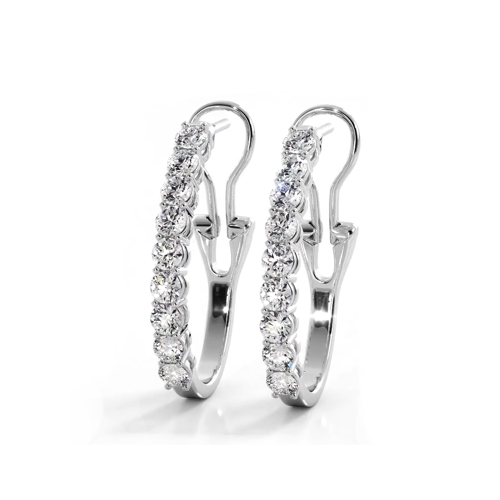 1.0 ct. Round Diamond Hoop Earrings With Omega Backing-VIRABYANI