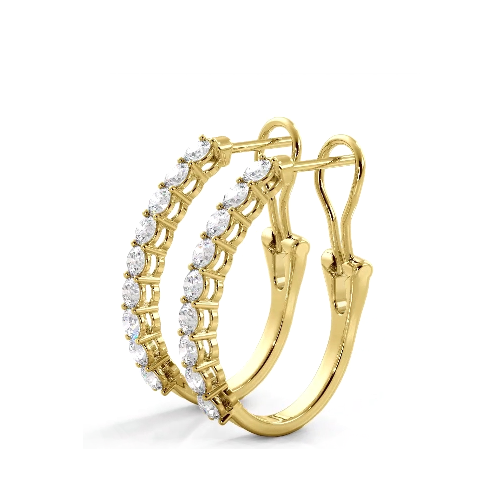 1.0 ct. Round Diamond Hoop Earrings With Omega Backing-VIRABYANI