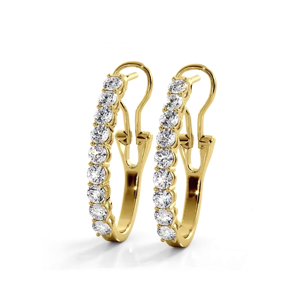 1.0 ct. Round Diamond Hoop Earrings With Omega Backing-VIRABYANI