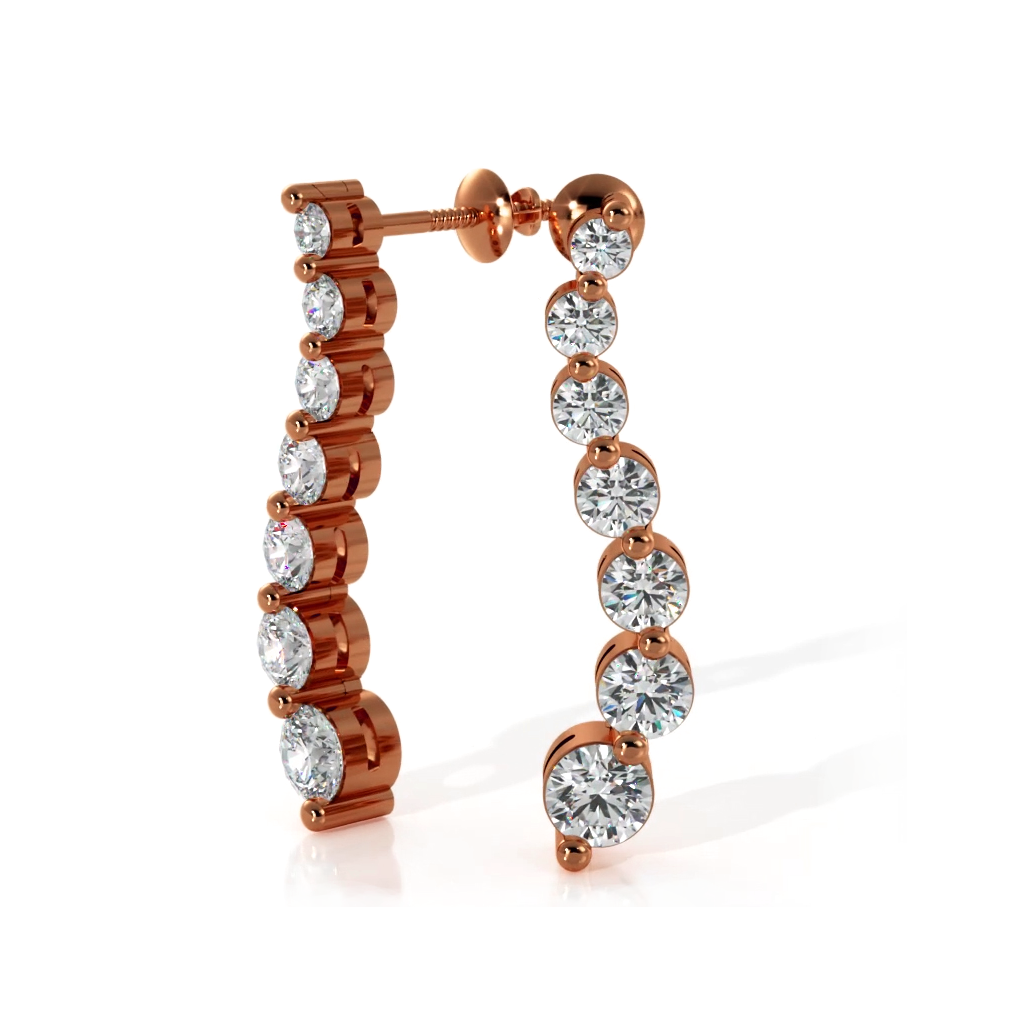 1.00 ctw. Wavy Round Diamond Drop Earrings-VIRABYANI