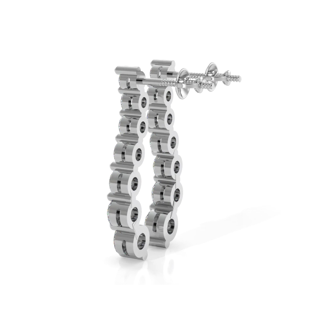 1.00 ctw. Wavy Round Diamond Drop Earrings-VIRABYANI