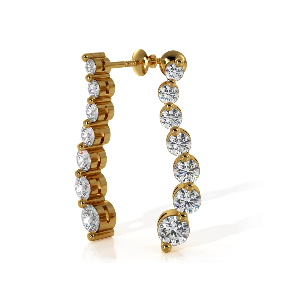 1.00 ctw. Wavy Round Diamond Drop Earrings-VIRABYANI