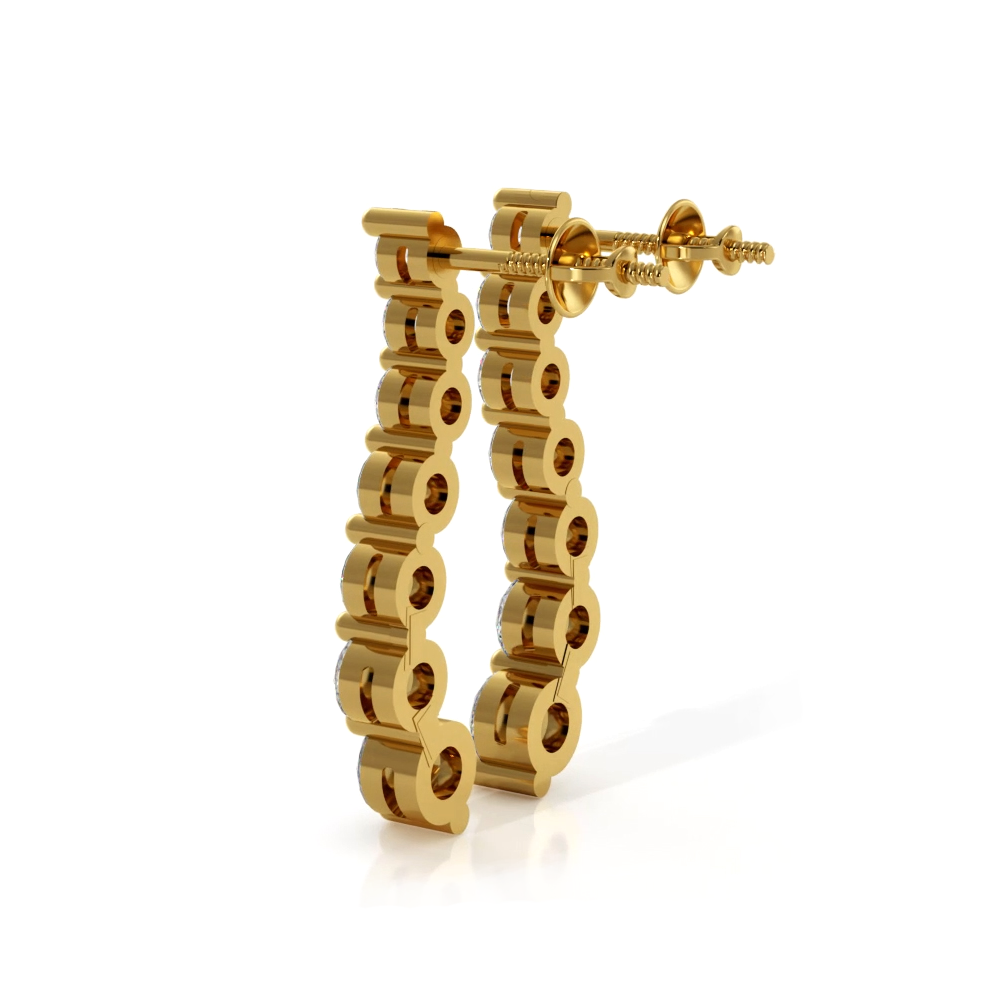 1.00 ctw. Wavy Round Diamond Drop Earrings-VIRABYANI