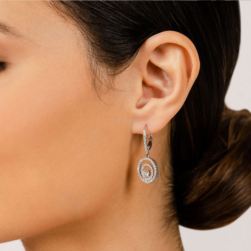 0.94 ctw. Double Circle Diamond Dangling Earrings-VIRABYANI