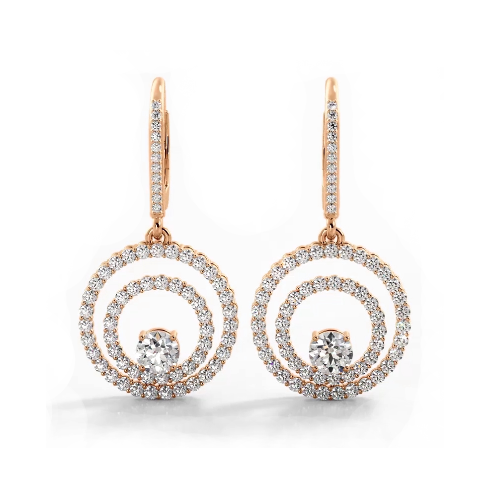 0.94 ctw. Double Circle Diamond Dangling Earrings-VIRABYANI