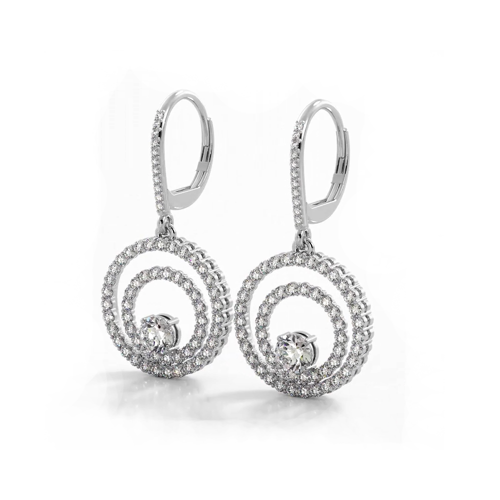 0.94 ctw. Double Circle Diamond Dangling Earrings-VIRABYANI