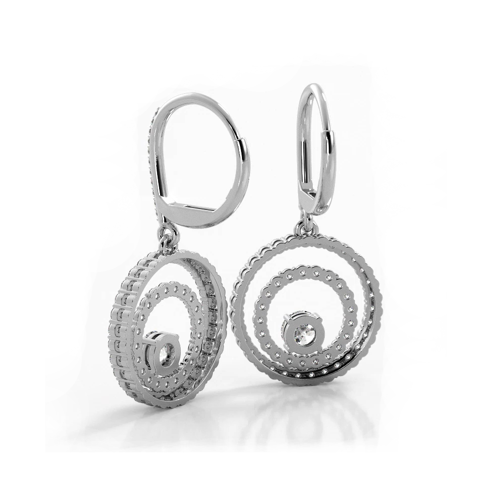 0.94 ctw. Double Circle Diamond Dangling Earrings-VIRABYANI