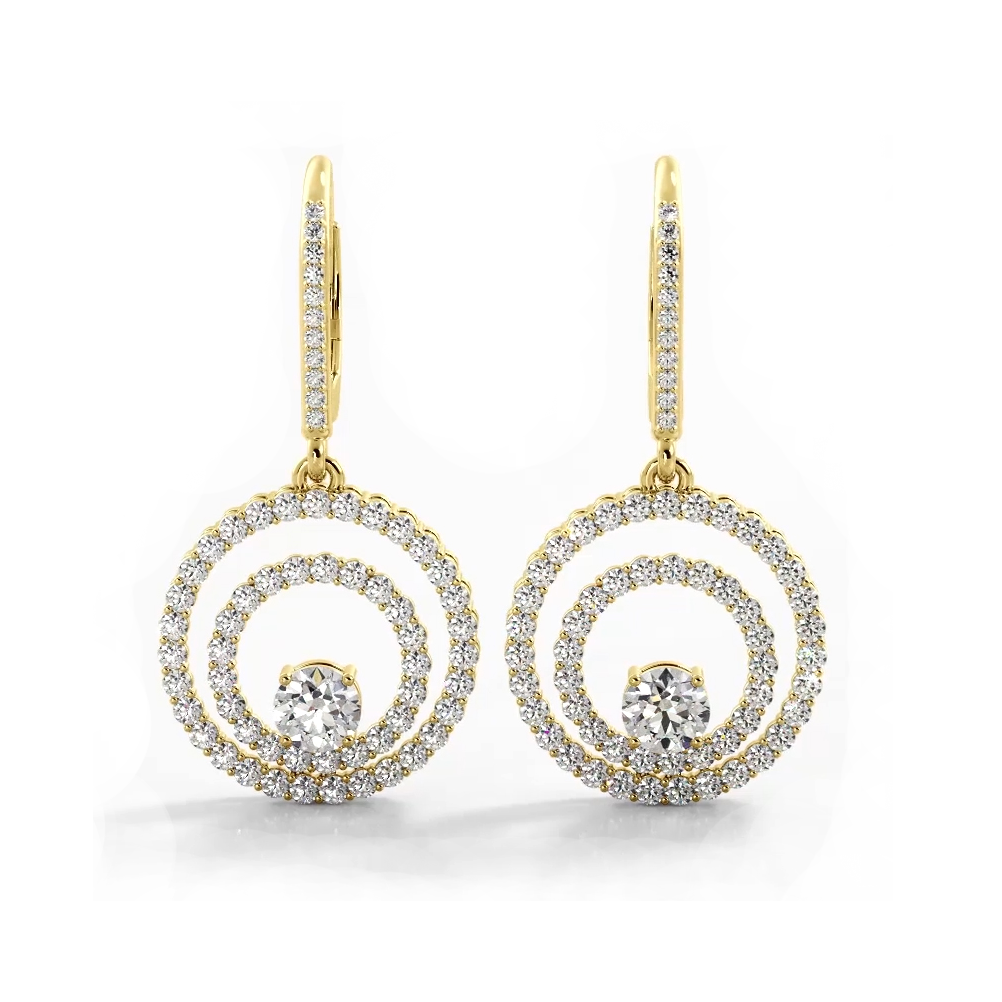 0.94 ctw. Double Circle Diamond Dangling Earrings-VIRABYANI