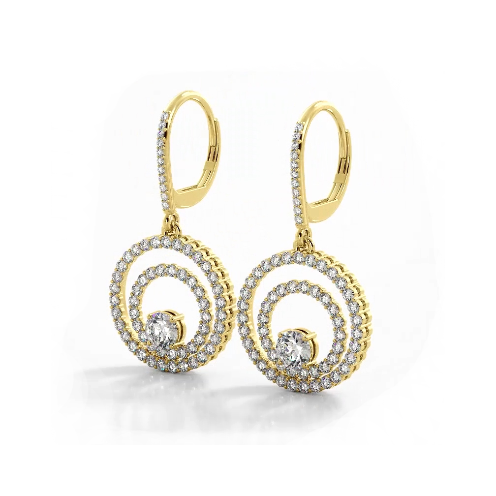 0.94 ctw. Double Circle Diamond Dangling Earrings-VIRABYANI