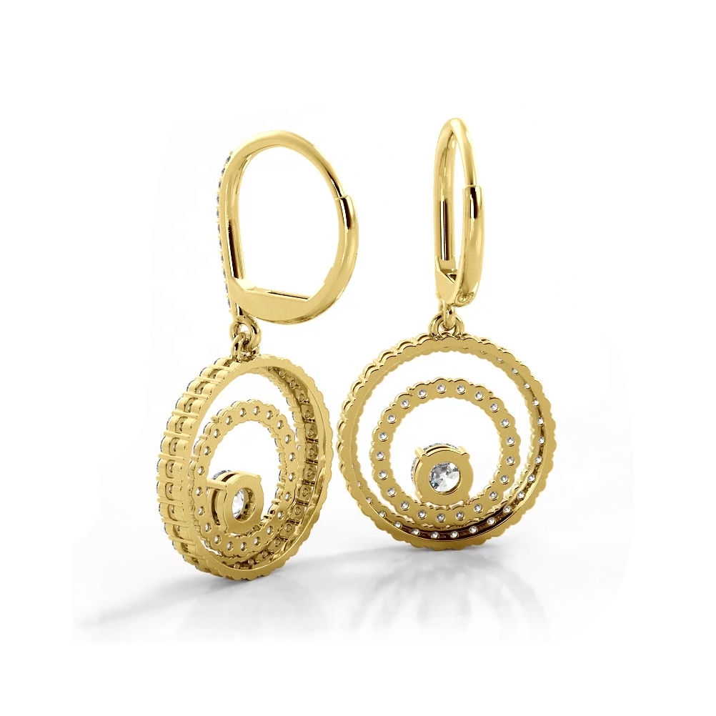 0.94 ctw. Double Circle Diamond Dangling Earrings-VIRABYANI