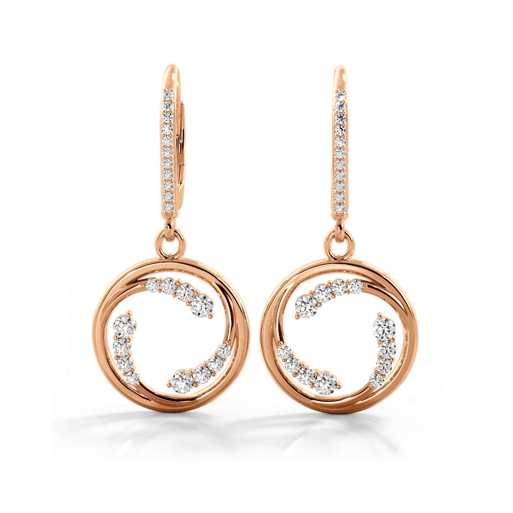 0.66 ctw. Round Diamond Wave Hoop Earrings-VIRABYANI