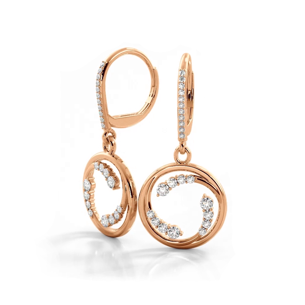 0.66 ctw. Round Diamond Wave Hoop Earrings-VIRABYANI