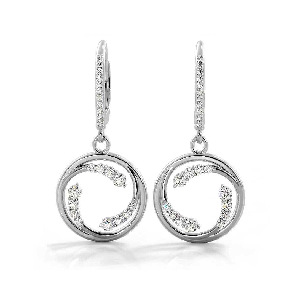 0.66 ctw. Round Diamond Wave Hoop Earrings-VIRABYANI