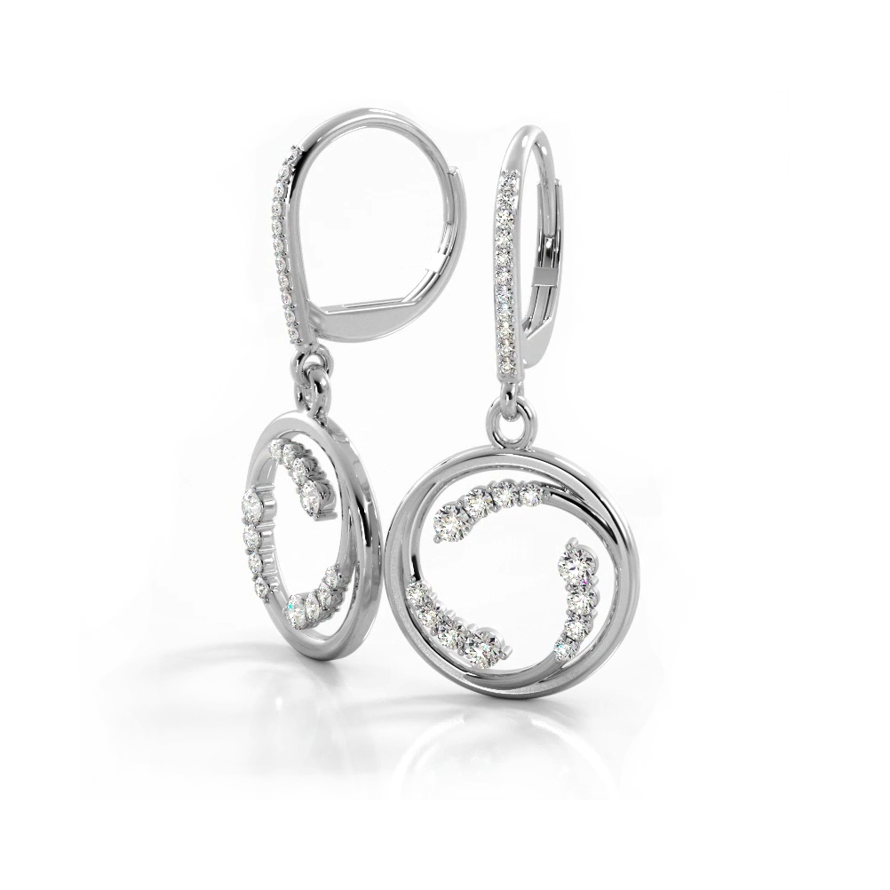 0.66 ctw. Round Diamond Wave Hoop Earrings-VIRABYANI