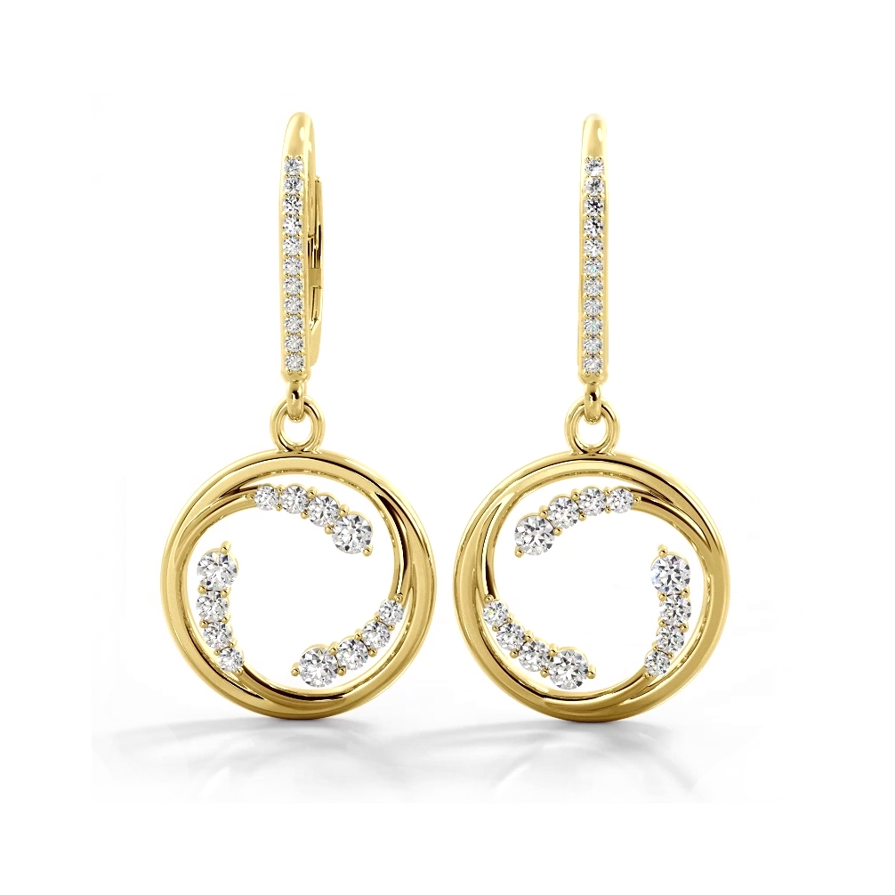 0.66 ctw. Round Diamond Wave Hoop Earrings-VIRABYANI