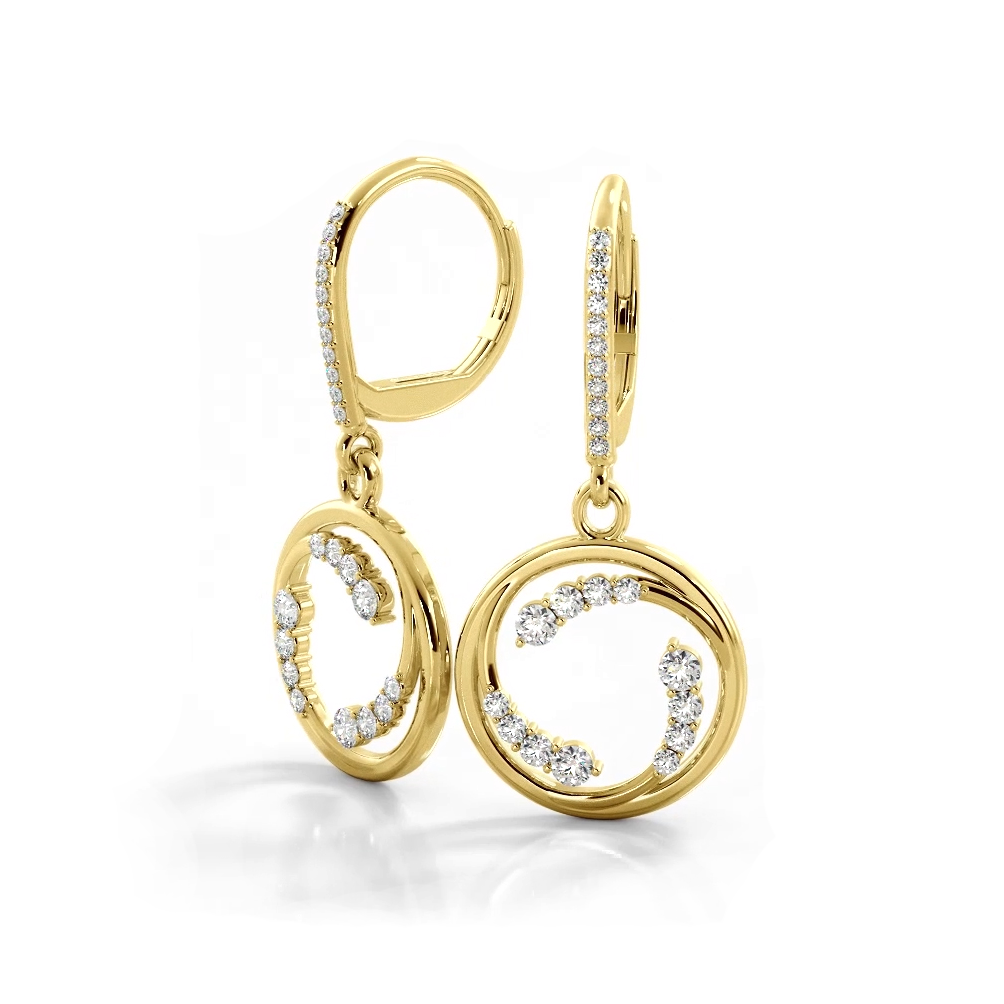 0.66 ctw. Round Diamond Wave Hoop Earrings-VIRABYANI