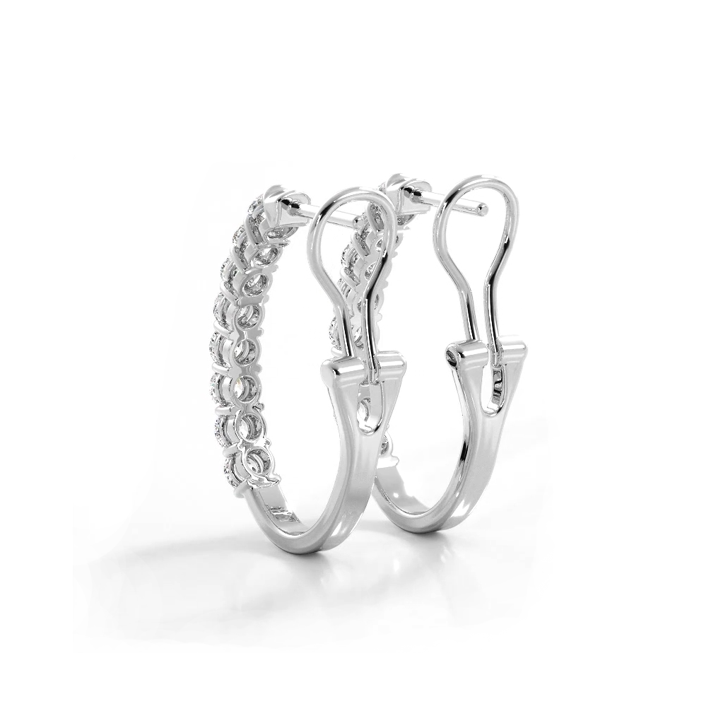1.0 ct. Bar Set Round Diamond Oval Shaped Hoop Earrings-VIRABYANI