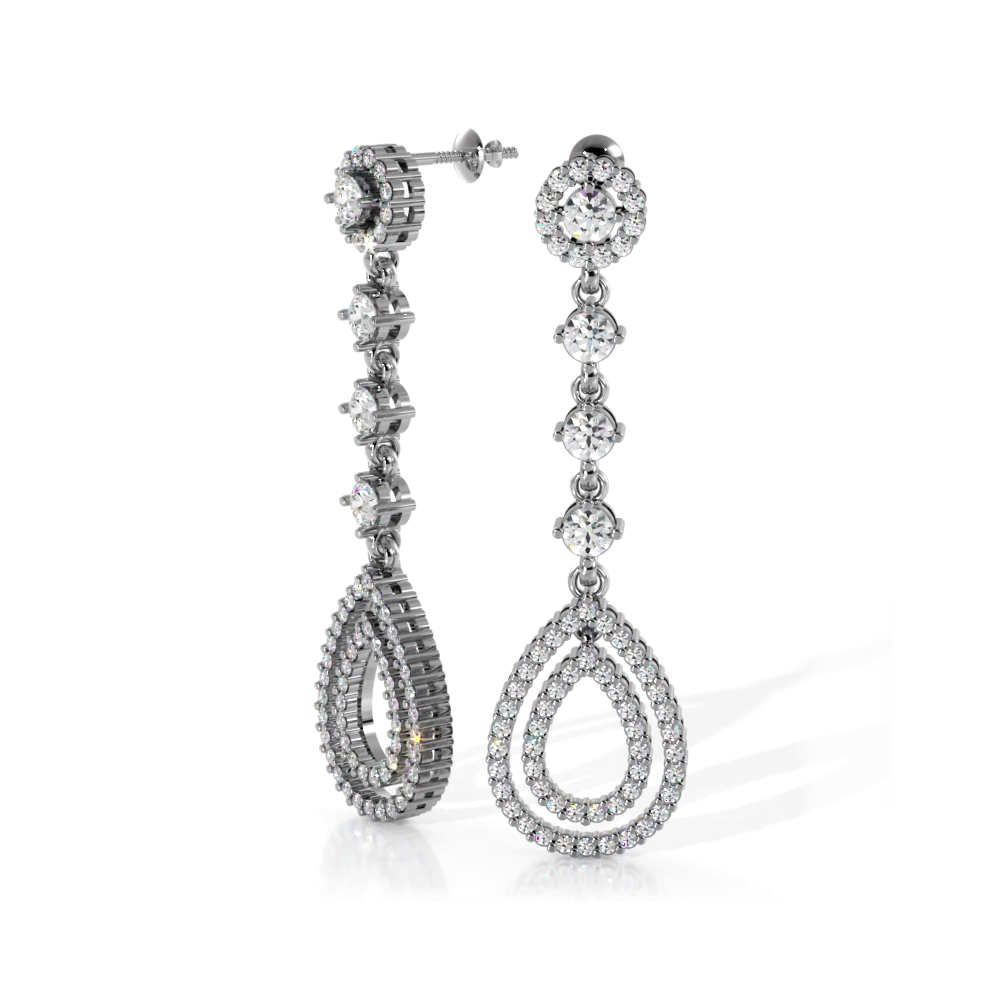 2.03 ctw. Round Diamond Drop Earrings-VIRABYANI