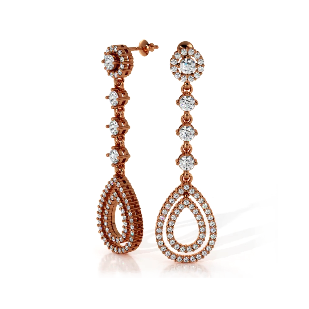 2.03 ctw. Round Diamond Drop Earrings-VIRABYANI