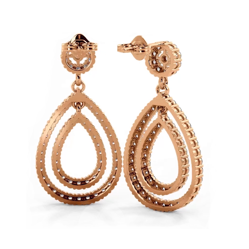 1.03 ctw. Double Teardrop Diamond Earrings-VIRABYANI