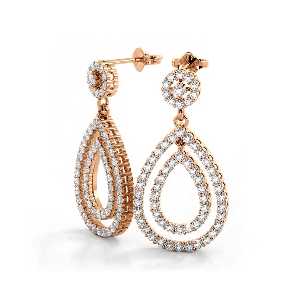 1.03 ctw. Double Teardrop Diamond Earrings-VIRABYANI