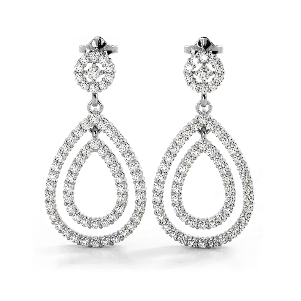 1.03 ctw. Double Teardrop Diamond Earrings-VIRABYANI