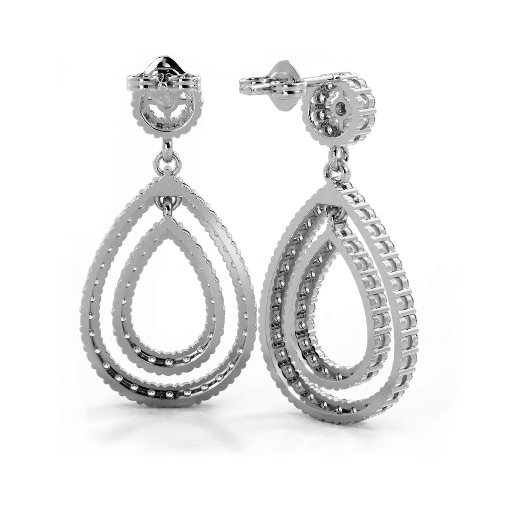 1.03 ctw. Double Teardrop Diamond Earrings-VIRABYANI