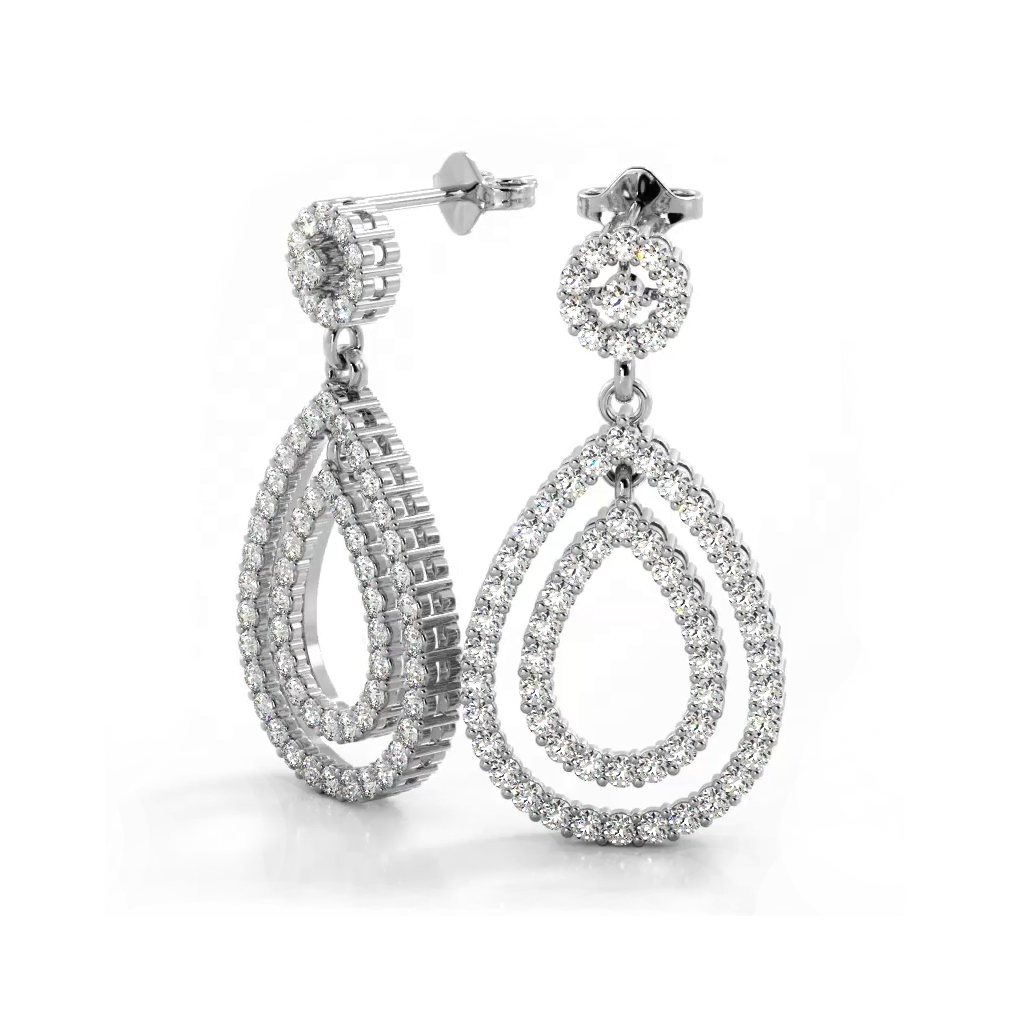 1.03 ctw. Double Teardrop Diamond Earrings-VIRABYANI