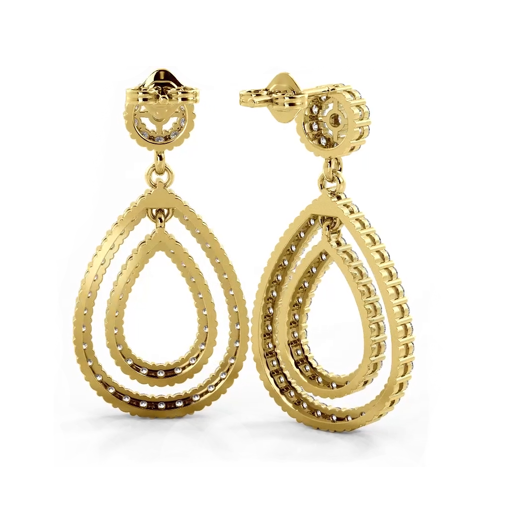 1.03 ctw. Double Teardrop Diamond Earrings-VIRABYANI