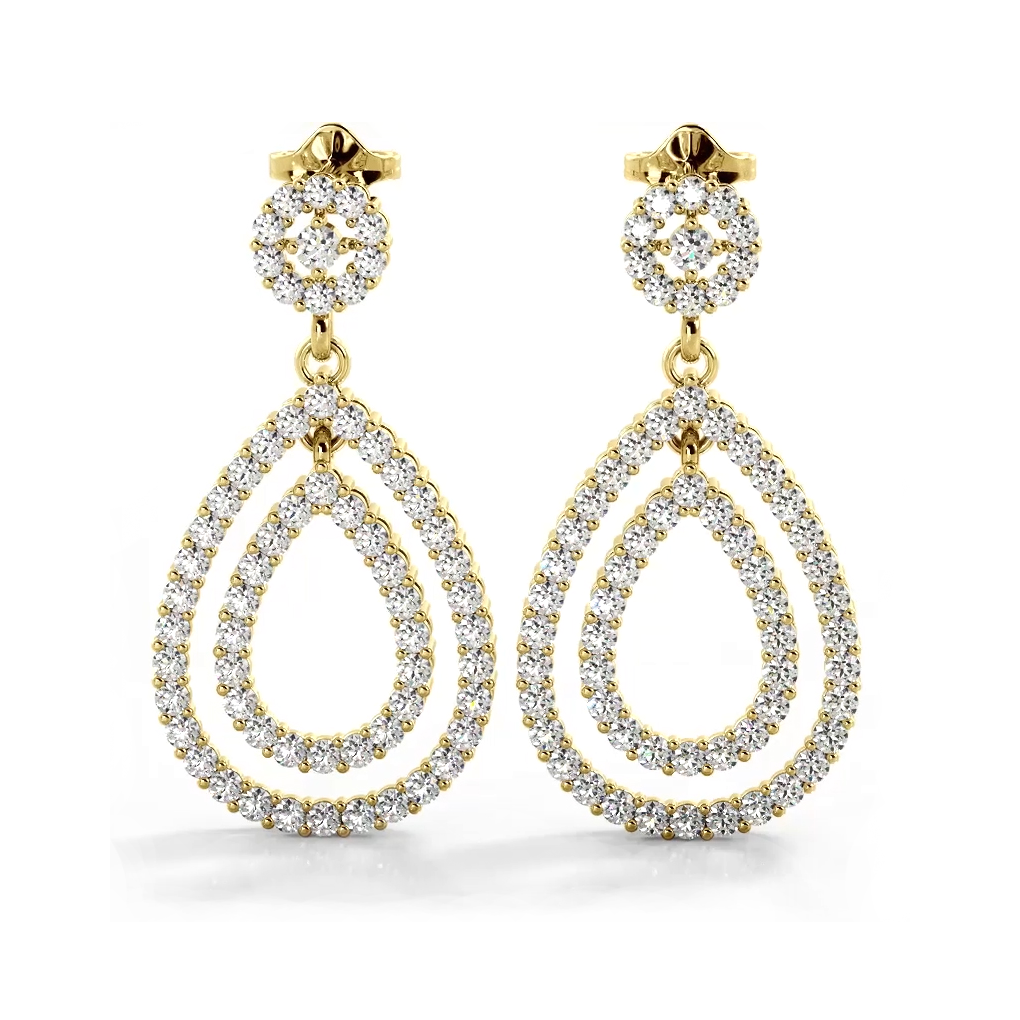 1.03 ctw. Double Teardrop Diamond Earrings-VIRABYANI