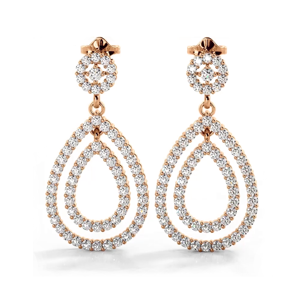 1.03 ctw. Double Teardrop Diamond Earrings-VIRABYANI