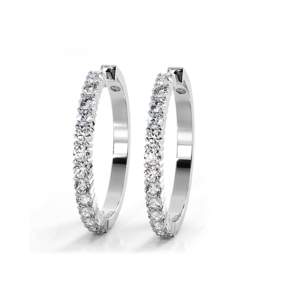1.0 ct. Classic Round Diamond Hoop Earrings-VIRABYANI