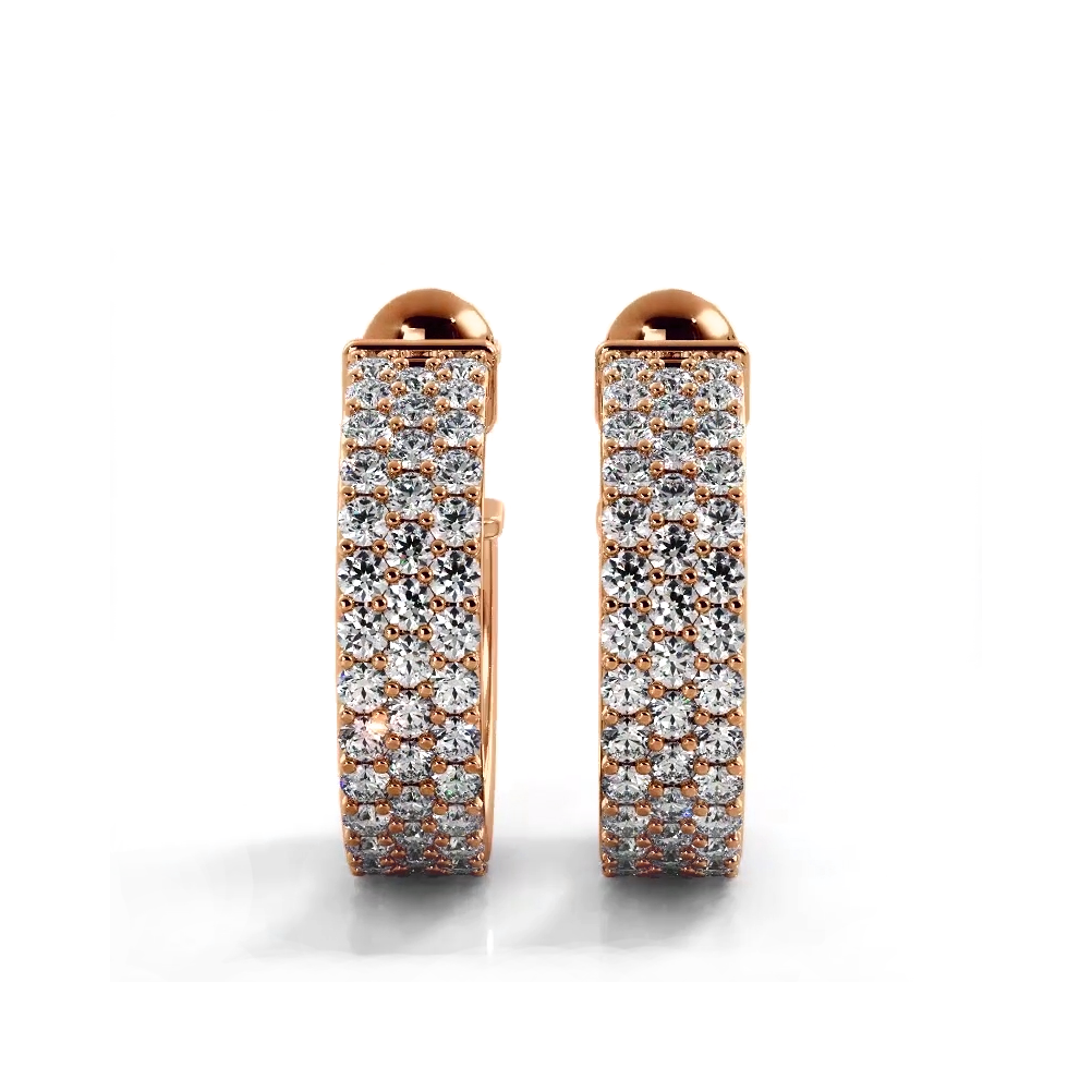 2.0 ctw. Classic Triple Row Pave Diamond Hoop Earrings-VIRABYANI