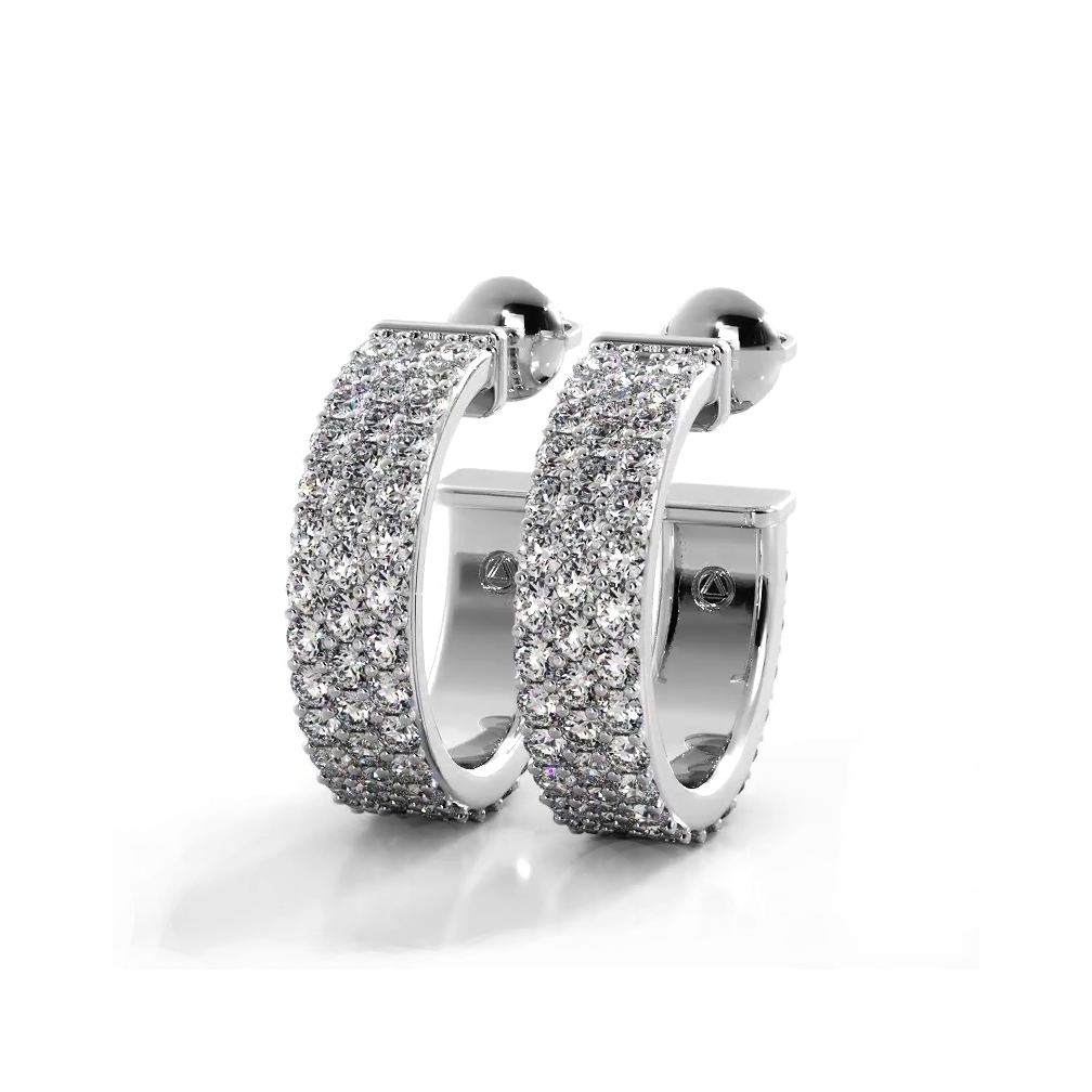 2.0 ctw. Classic Triple Row Pave Diamond Hoop Earrings-VIRABYANI