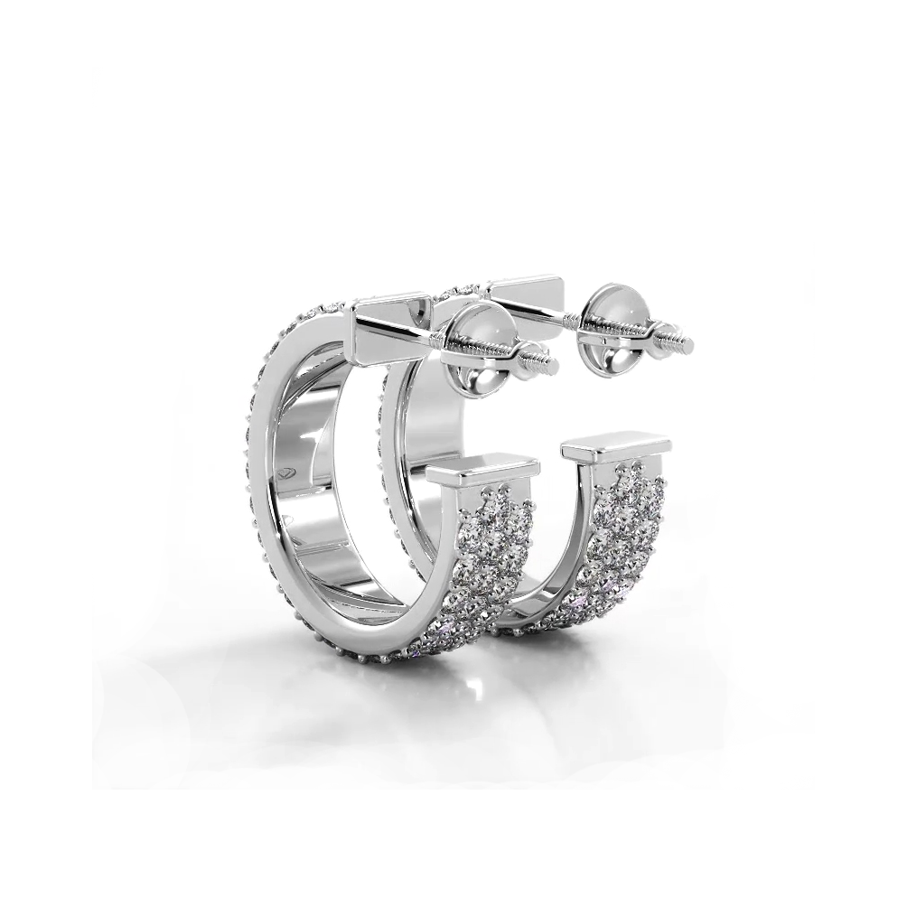 2.0 ctw. Classic Triple Row Pave Diamond Hoop Earrings-VIRABYANI