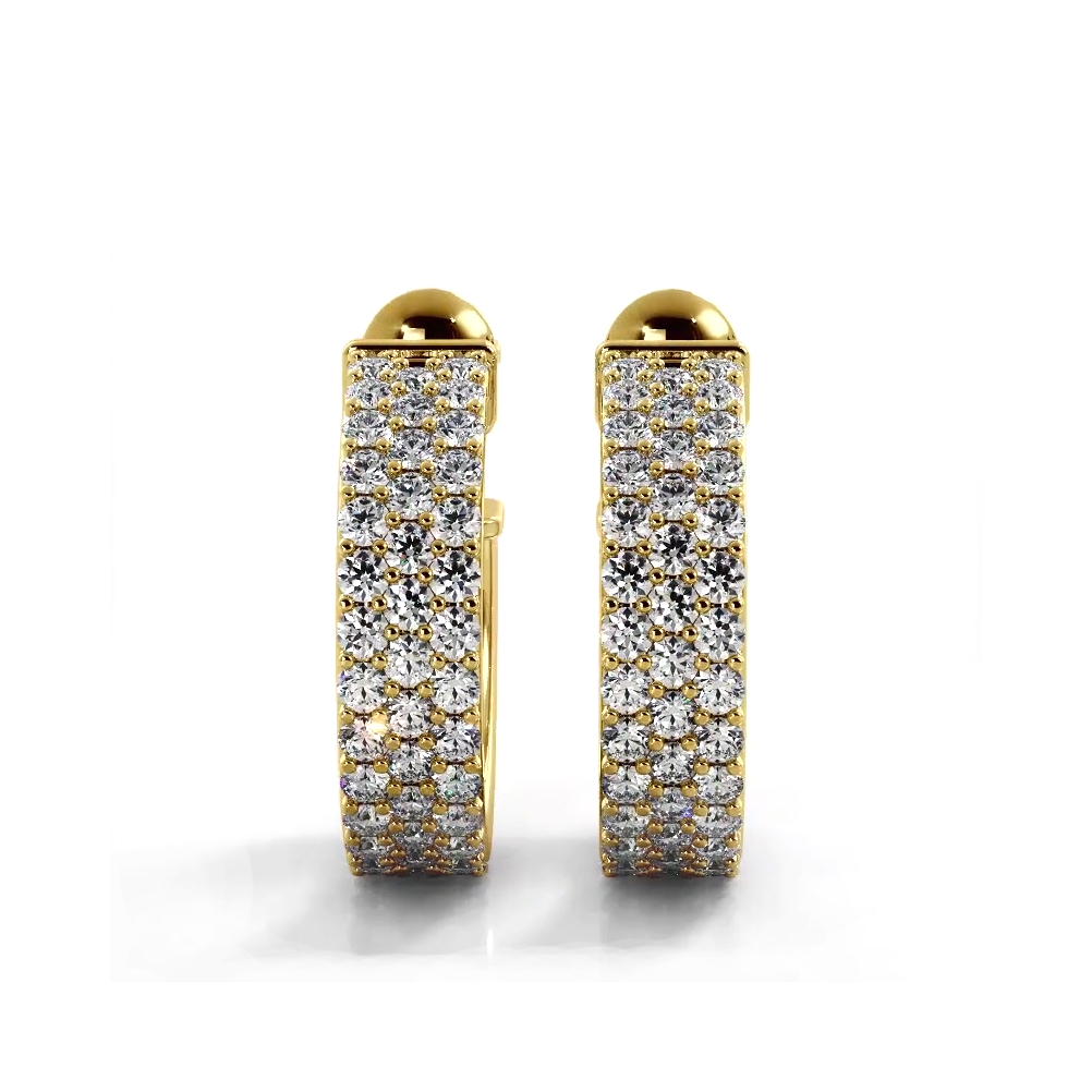2.0 ctw. Classic Triple Row Pave Diamond Hoop Earrings-VIRABYANI