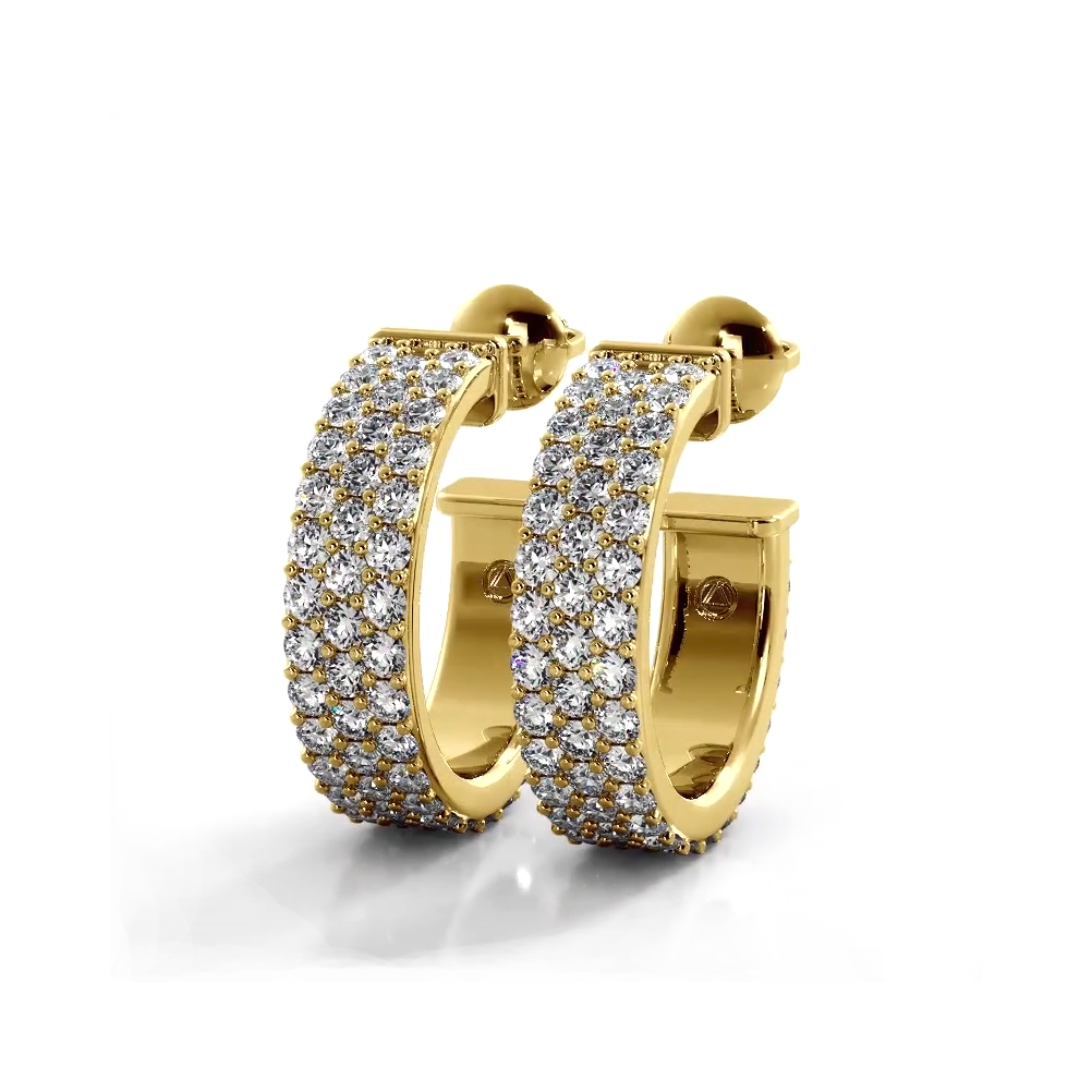 2.0 ctw. Classic Triple Row Pave Diamond Hoop Earrings-VIRABYANI